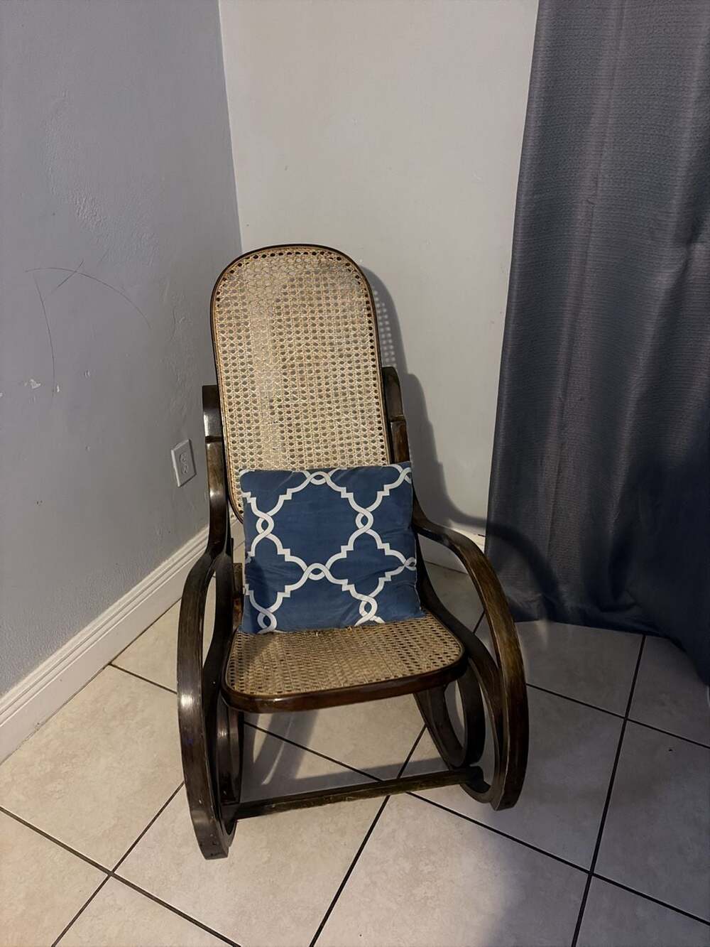 Vintage Children Kids Solid Bentwood Natural Cane Rocking Chair Thonet Style